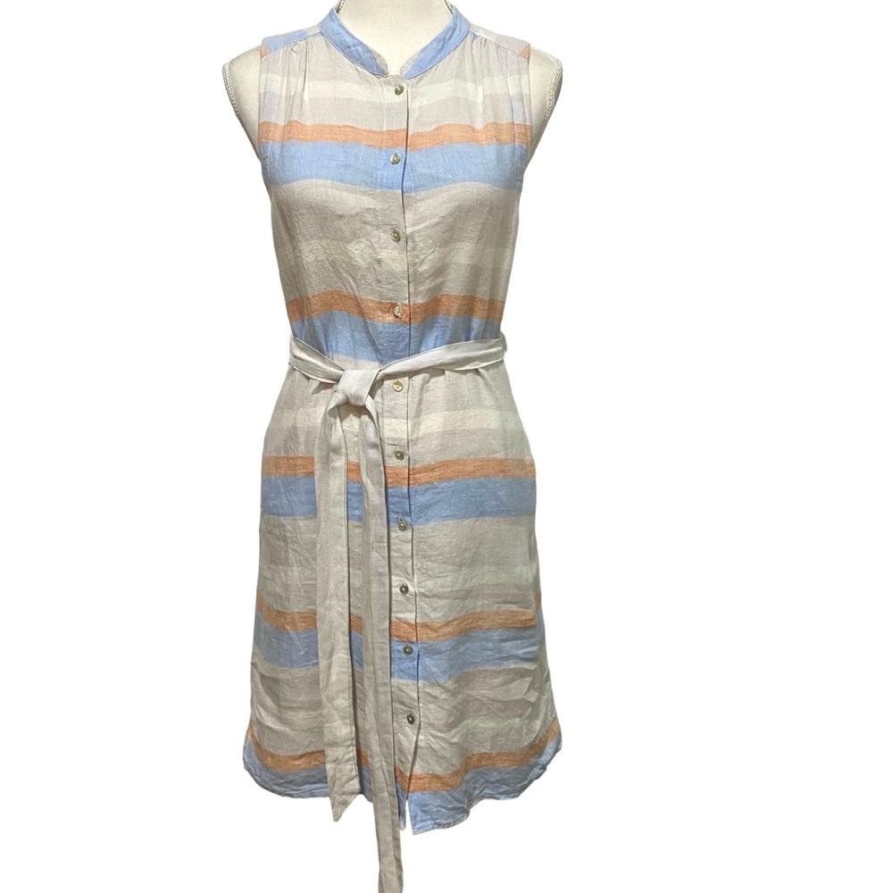 Cynthia Rowley Linen Striped Midi Dress